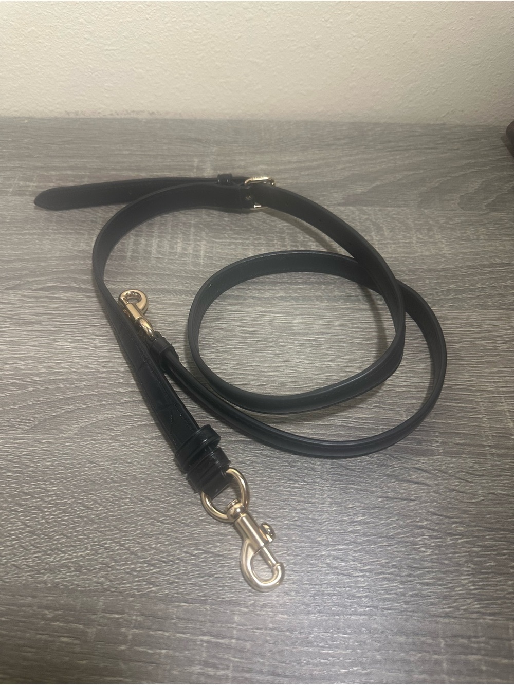 Coach Black Leather Replacement Bag Strap, Gold Hardware L 41-47in
